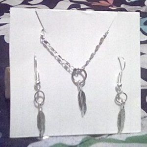 4/ $10 Silver tone "Feather" Simple Boho earthy
